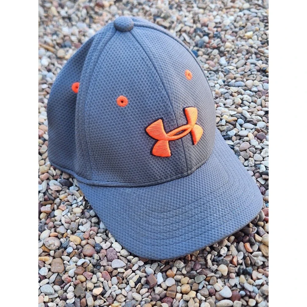 Under Armour Gray & Orange Youth Size XS Stretch Fitted Hat